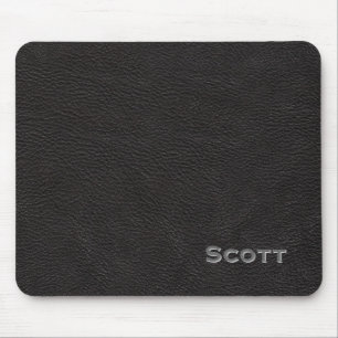 Monogrammed Name Executive Black Leather Look Mouse Mat