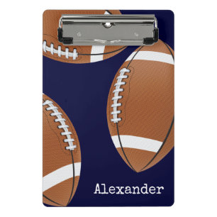 Monogrammed Name Football Navy Blue Clipboard