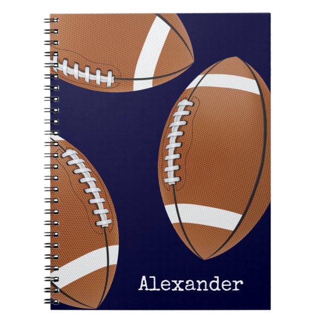 Monogrammed name football  Navy Blue Notebook (Front)