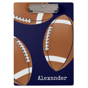 Monogrammed Name Football Navy Blue Planner Clipboard