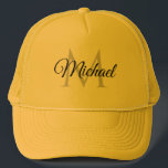 Monogrammed Name For Women For Men Unisex Trucker Hat<br><div class="desc">Monogrammed Name For Women For Men Template Unisex Elegant Trendy Yellow Trucker Hat.</div>