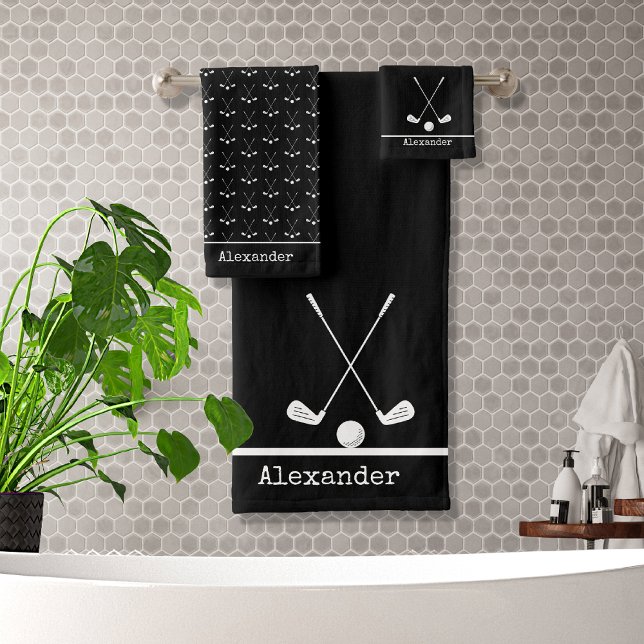 Monogrammed name golfing sports bath towel set (Creator Uploaded)