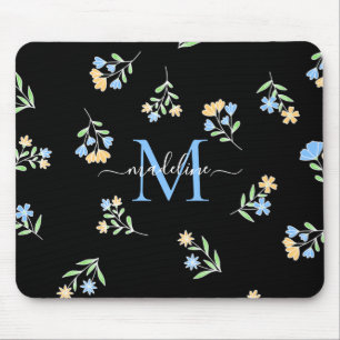 Monogrammed Name & Initial Blue Yellow Mouse Mat