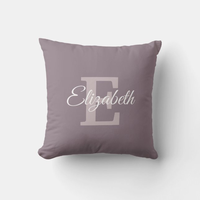 Monogrammed Name Initial Letter E Modern Script Cushion (Front)