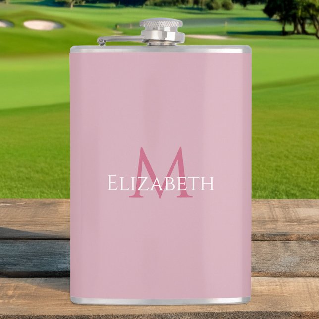 Monogrammed Name Initial Pink Custom Hip Flask (Monogrammed Name Initial Pink Custom Flask)