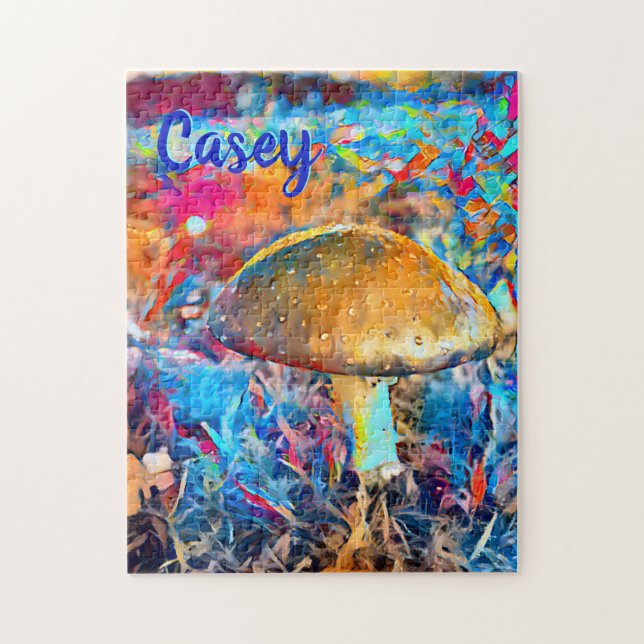 Monogrammed Name Mushroom Fungi | Hard Challenging Jigsaw Puzzle (Vertical)