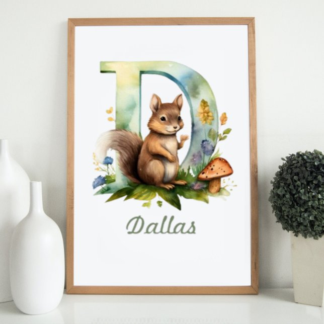 Monogrammed Name Nursery Poster Woodland Letter D (Monogrammed Name Nursery Poster Woodland Letter D)