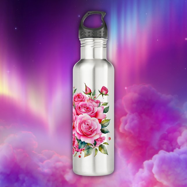 Monogrammed Name Pink Roses | 710 Ml Water Bottle (Creator Uploaded)
