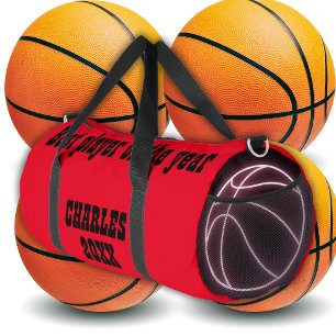 Monogrammed Name & Text in Red/Black   Duffle Bag