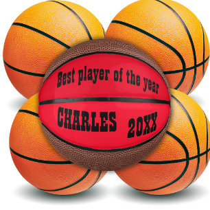 Monogrammed Name & Text in Red/Black   Mini Basketball