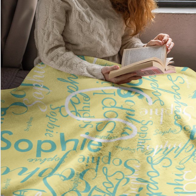 Monogrammed name typography pattern fleece blanket (Creator Uploaded)
