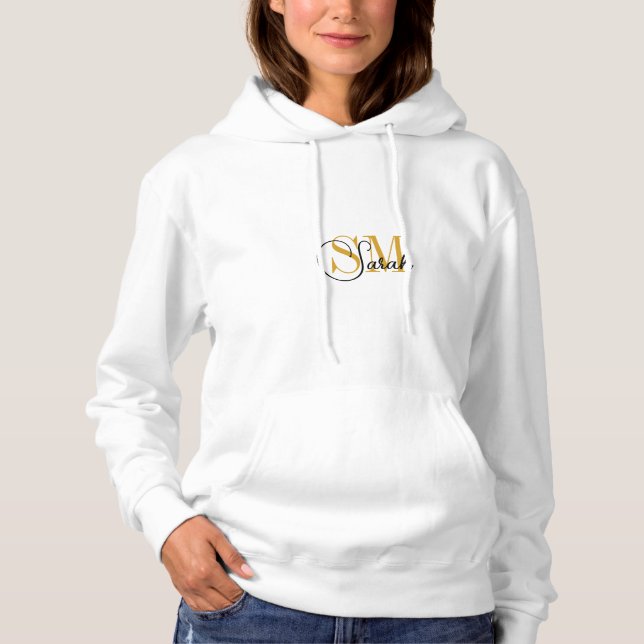 Monogrammed Name & Women Fashion Hoodie / white (Front)