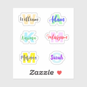 Monogrammed Names, Transparent Waterproof Stickers
