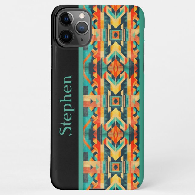 Monogrammed Native American Aztec iPhone Case (Back)
