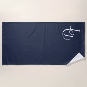 Monogrammed - navy blue beach towel