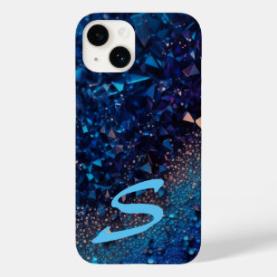 Monogrammed Navy Blue Glitter Case-Mate iPhone 14 Case