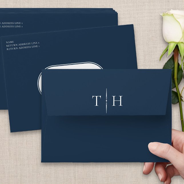 Monogrammed Navy Blue Wedding Invitation Envelope (Monogrammed navy blue wedding invitation envelope from my Wedding Colors collection)