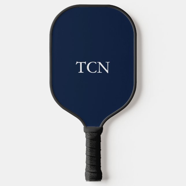 Monogrammed Navy Blue White Classic Gift  Pickleball Paddle (Front)