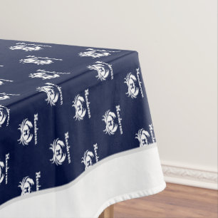 Monogrammed Navy Blue White Crab Nautical   Tablec Tablecloth