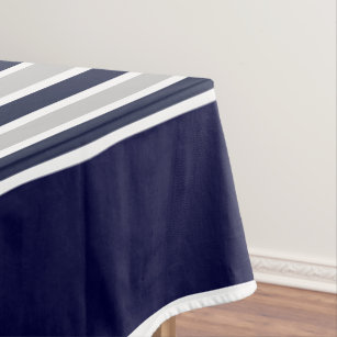 Monogrammed Navy Blue White Crab Nautical  Tablecloth