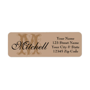 Monogrammed Neutral gold return address labels