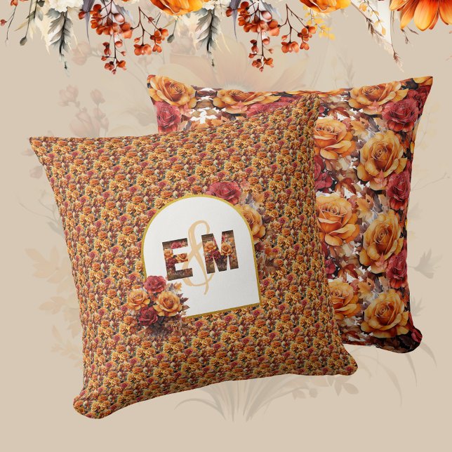 Monogrammed Newlyweds Anniversary Wedding Gift     Cushion (Creator Uploaded)