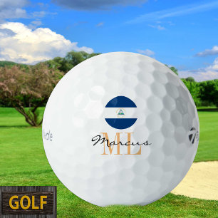 Monogrammed Nicaragua Flag & Nicaragua Golf Balls