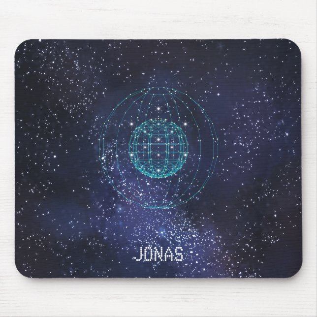 Monogrammed Night Sky Abstract Globe Mouse Mat (Front)