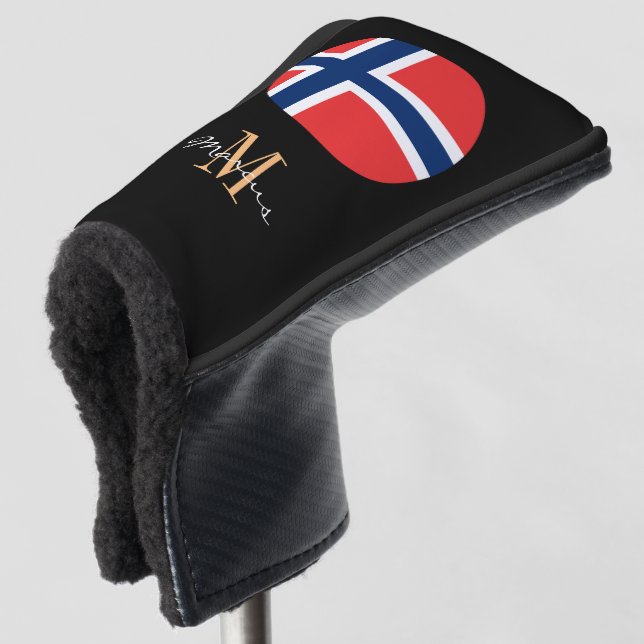 Monogrammed & Norway Flag Golf Clubs Covers  (3/4 Front)