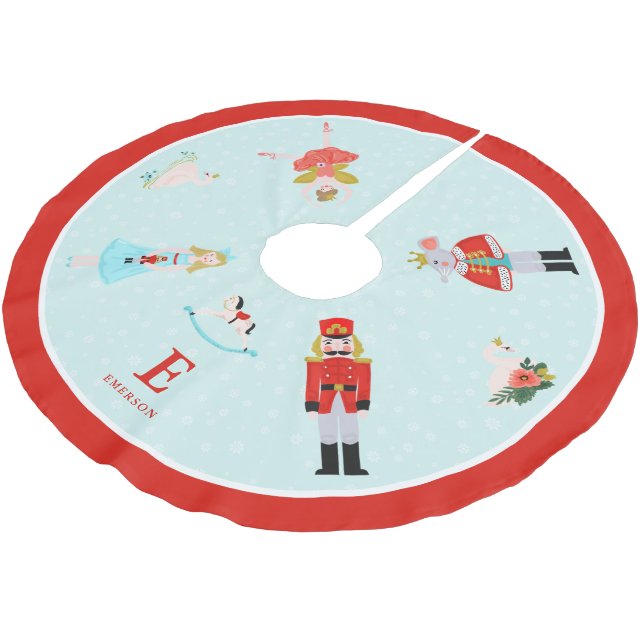 Monogrammed Nutcracker Ballet Characters Brushed Polyester Tree Skirt (Angled)