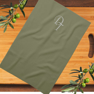 Monogrammed -  Olive Tea Towel