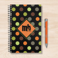 Monogrammed Orange Green Brown Polka Dot
