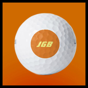 Monogrammed Orange or Choose Your Colour Backgroun Golf Balls