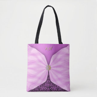 Monogrammed Orchid Pink Jewel Textile Illusion Tot Tote Bag