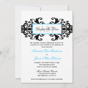 Monogrammed Ornamental Damask Wedding Invite