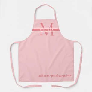 monogrammed pale pink apron with her name