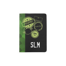 Monogrammed Passport holder - black