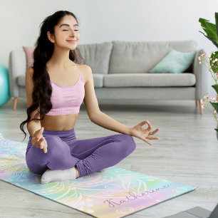 Monogrammed Pastel Holographic Mandala Yoga Mat
