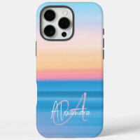 Monogrammed Pastel Ocean Sunset Feminine Custom