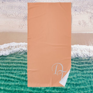 Monogrammed - pastel orange solid beach towel