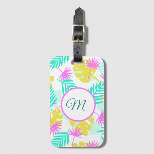 Monogrammed Pastel Paradise  Luggage Tag (Front Vertical)