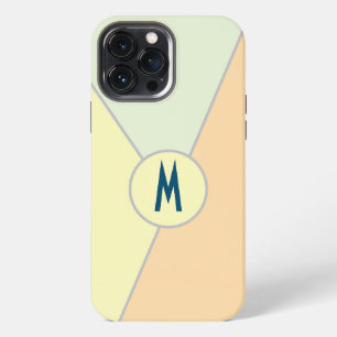 Monogrammed Pastel Yellow Mint Peach Colour Block iPhone 13 Pro Max Case