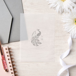 Monogrammed Peacock Vellum Invitations