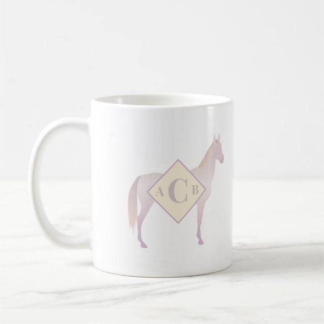 Monogrammed Perlino Akhal Teke Horse Silhouette Coffee Mug (Left)
