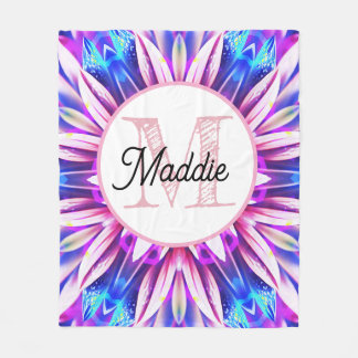 Monogrammed personalise fleece blanket florl