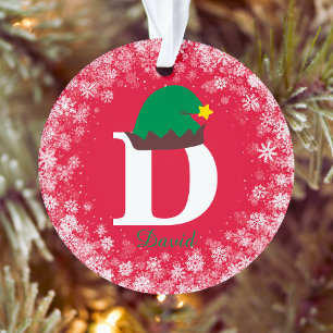 Monogrammed Personalise with Name Surname Red Ornament