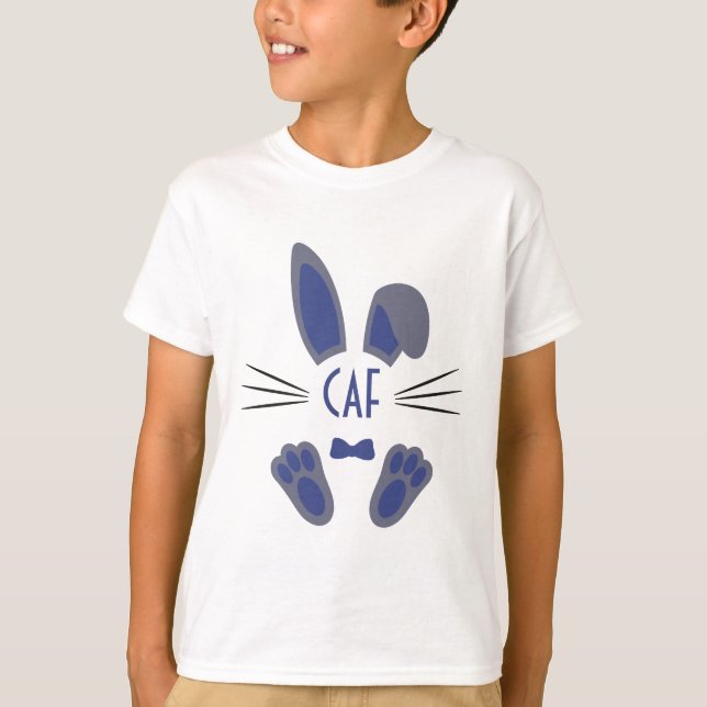 Monogrammed Personalised Easter Bunny in Blue T-Shirt (Front)