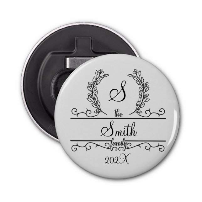 Monogrammed Personalised Family Name  Bottle Opener (Front)