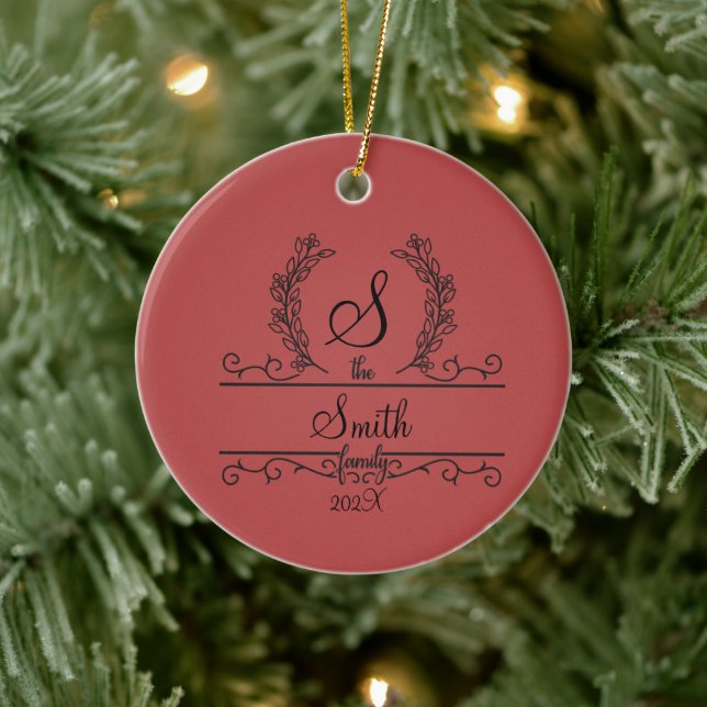 Monogrammed Personalised Family Name Ceramic Tree Decoration (Tree)