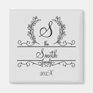 Monogrammed Personalised Family Name  Magnet